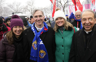 Supreme Knight Patrick E. Kelly and his wife, Vanessa, are pictured with Jeanne Mancini, president of the March for Life, and Supreme Chaplain Archbishop William E. Lori of Baltimore as tens of thousands of pro-life advocates assemble in Washington, D.C., on Jan. 19 for the annual March for Life, marking the anniversary of the U.S. Supreme Court’s 1973 Roe v. Wade decision. Committed to promoting the dignity of all human life, the Knights of Columbus has been a proud partner and participant in the event since the first national March for Life 50 years ago. (Photo by Paul Haring)