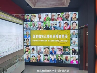 Pantalla gigante inteligente en un poblado digital (PRNewsfoto/China Unicom Inner Mongolia)