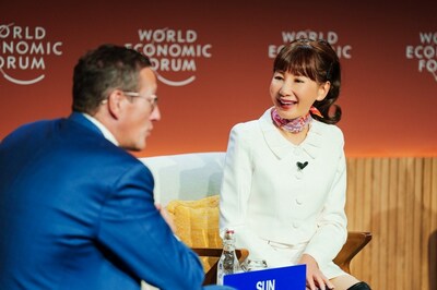 Trip.com Group CEO Ms Jane Sun speaks on overtourism at the World Economic Forum, Davos, Switzerland. Source: World Economic Forum