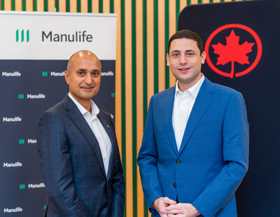Ashesh Desai, chef des avantages sociaux, Manuvie ( gauche) et Mark Nasr, prsident d'Aroplan et vice-prsident excutif du marketing et du numrique d'Air Canada ( droite). (Groupe CNW/Socit Financire Manuvie)