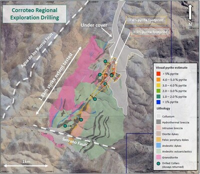 Figure 7. Aerial photo of surface and underground mine workings at Corroteo. (CNW Group/Hot Chili Limited)