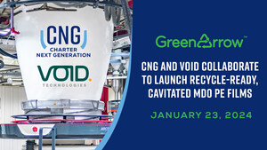 Charter Next Generation Launches GreenArrow™ Cavitated Recycle-Ready PE Films For Confectionery Applications Using Void Technologies' Patented VO+™ Masterbatch Materials