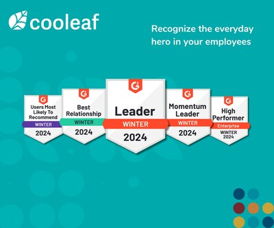 The G2 badges reinforce Cooleaf's role in shaping effective employee engagement strategies.