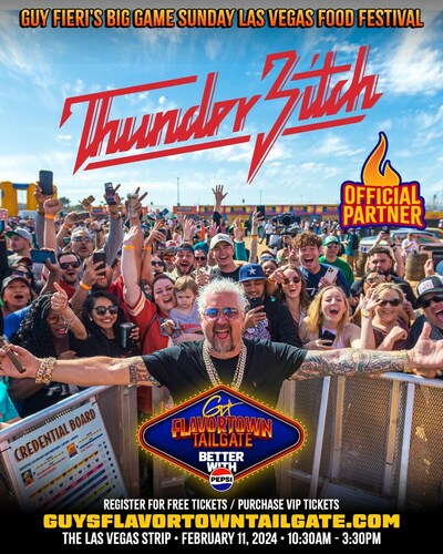 Thunder Bitch Canadian Whisky Liqueur will make its U.S. debut at Guy Fieri's Flavortown Tailgate in Las Vegas on February 11, 2024.