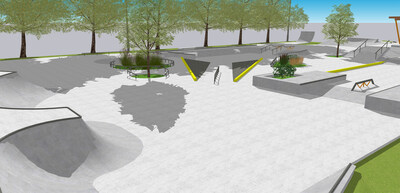 Plans concepts du futur planchodrome du parc Notre-Dame  Sainte-Rose, et de la future piste  rouleaux du parc du Sablon  Chomedey. (Groupe CNW/Ville de Laval)