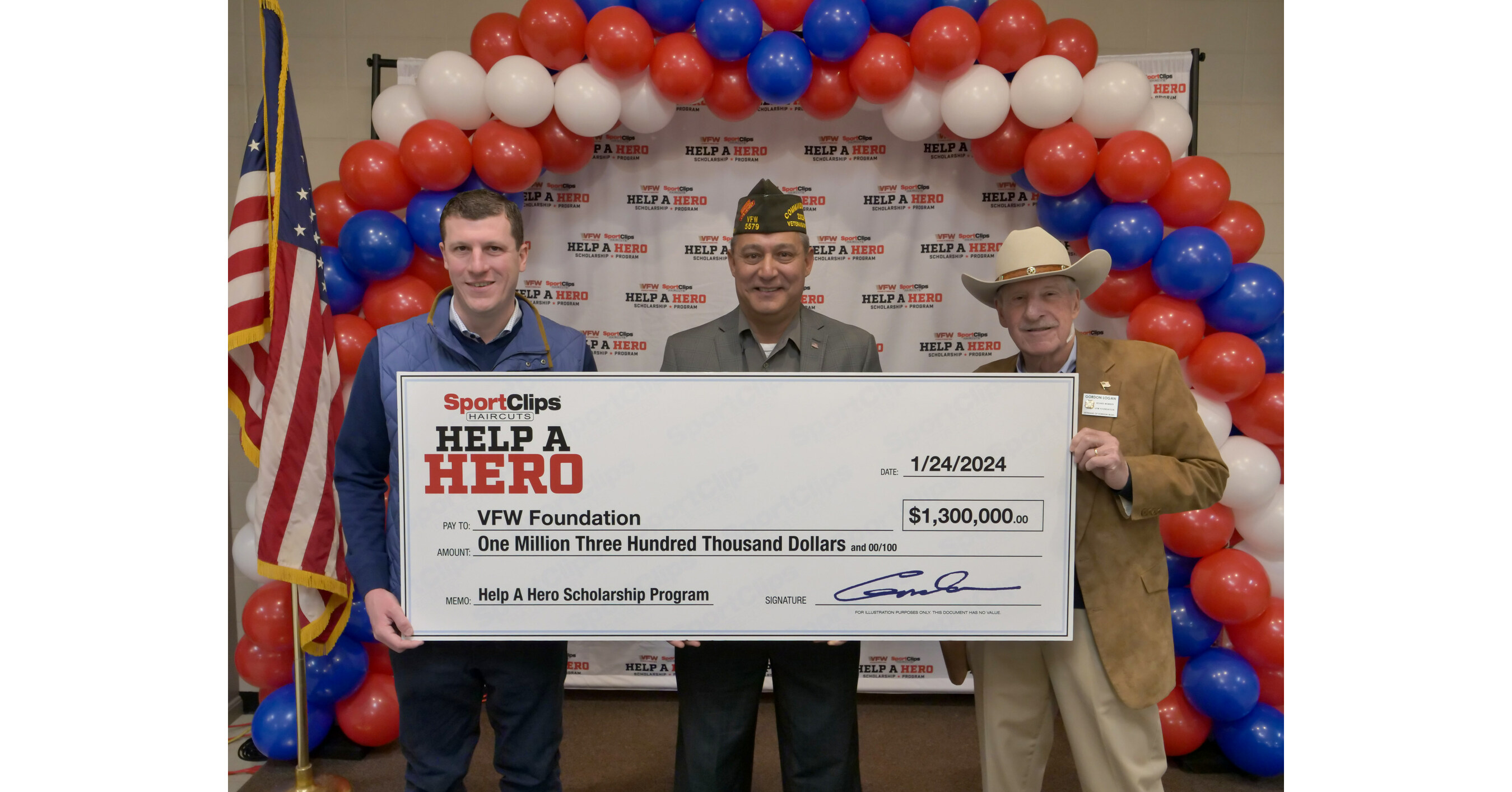 1.3M donated by Sport Clips Haircuts for VFW Help A Hero Scholarships