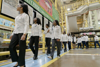 Students take a tour of the Honda Marysville Auto Plant in Ohio.