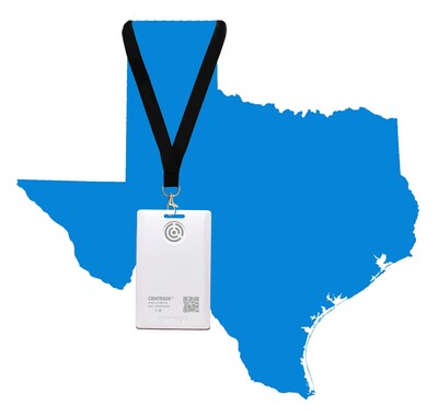 Graphic of the state of Texas featuring a CENTEGIX badge