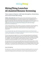 HiringThing Launches AI-Assisted Resume Screening, Press Release PDF