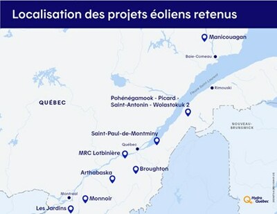 Location of the production facilities (CNW Group/Hydro-Qubec)