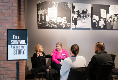 Holocaust survivors speak with visitors to the United States Holocaust Memorial Museum for International Holocaust Remembrance Day. International Holocaust Remembrance Day was established by the United Nations in 2005 to commemorate the six million Jewish victims of the Holocaust and to promote Holocaust education. Photo credit: Leigh Vogel for US Holocaust Memorial Museum