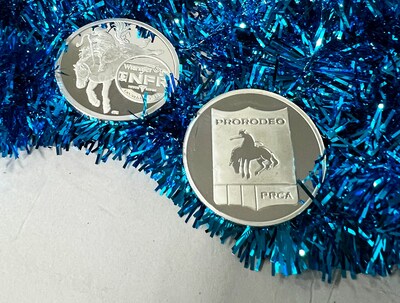 The limited edition 1oz pure silver NFR ProRodeo commemorative coin