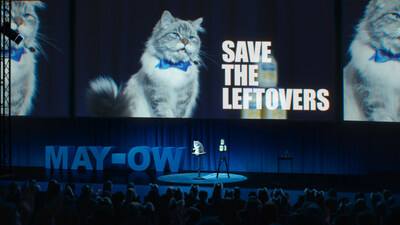 The iconic Mayo Cat is invited to "speak" about how mayo helps saves leftovers