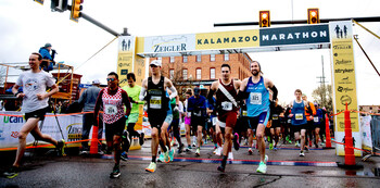 Zeigler Kalamazoo Marathon participants cross the finish line (PRNewsfoto/Zeigler Kalamazoo Marathon)