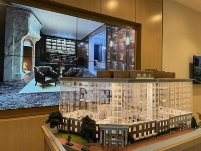 A model at the Insp?r Embassy Row leasing gallery allows prospective residents to see the architectural and design plans for the community.