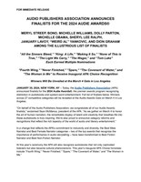 2024 Audie Awards Finalists Official Press Release