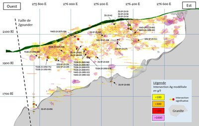 Figure 1 : Localisation des rsultats de forage  Zgounder (Groupe CNW/Aya Gold & Silver Inc)