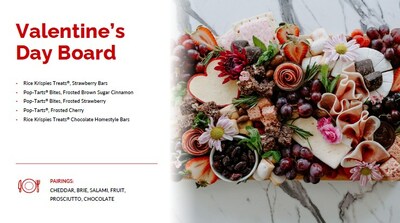 Image of Kellanova's Valentine's Day Snacking Board with Kellanova foods.