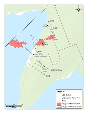 Figure 1: Roughrider Drillhole Location Map (CNW Group/Uranium Energy Corp)