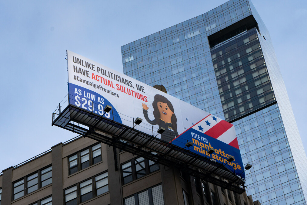 Manhattan Mini Storage Ignites Election Buzz: Daring Billboards Blend Humor and Civic Engagement - Vimarsana News