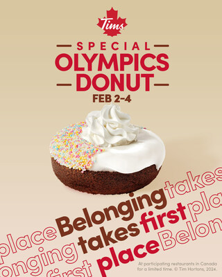 Tim Hortons offers annual Special Olympics Donut from Feb. 2-4, with 100% of proceeds donated to Special Olympics Canada (CNW Group/Tim Hortons)
