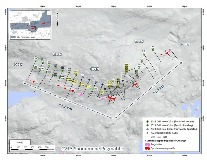 Patriot Drills 26.1 m at 1.21% Li2O in Step-Out Hole at the CV13 Pegmatite, Quebec, Canada - Vimarsana News