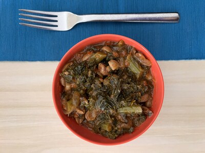 This efo riro recipe originated in Nigeria and calls for kale but other greens like spinach can be substituted. An Oldways recipe (oldwayspt.org), created in partnership with The Peanut Institute.
