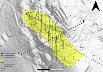 Figure 4. Plan Map Showing relative location of MH24-40 at Mazoa Hill (CNW Group/Golden Shield Resources)