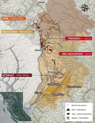 Figure 1. Mines and Development Projects within Nisga'a Treaty Lands (CNW Group/Vega Mining Inc.)