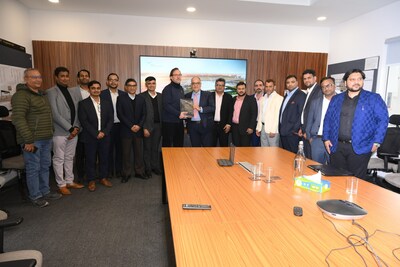 From center Nicolas Schenk, NIA-Chief Development Officer, on his Right NIA Team, on his Left Dr. Akram Aburas (ACES CEO) and to his Left Amit Sharma (Director ACES India), Mohammed N Mazher (Managing Director ACES India) and ACES team (PRNewsfoto/ACES India Private Limited)