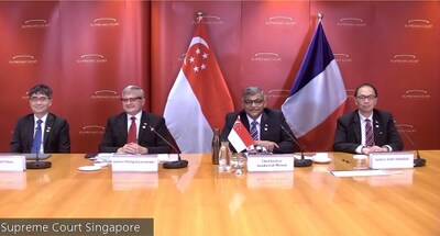 Chief Justice Sundaresh Menon (centre) and judges from the Supreme Court of Singapore at the inaugural Singapore-France Judicial Roundtable. (PRNewsfoto/Supreme Court of Singapore)