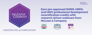 HR Professionals Can Now Earn Professional Development Credits for SHRM, HRPA, and HRCI with McLean &amp; Company's Research-Driven Webinars