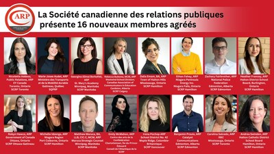 La Socit canadienne des relations publiques prsente 16 nouveaux membres agrs (Groupe CNW/Socit canadienne des relations publiques)
