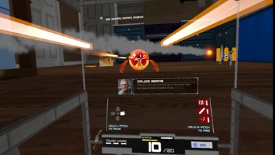 Players must navigate their now massive rooms and battle googly-eyed everyday items while using intuitive hand-tracking controls.