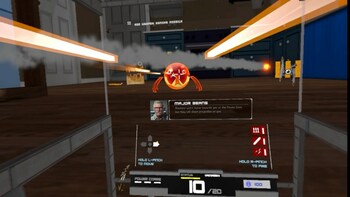 Players must navigate their now massive rooms and battle googly-eyed everyday items while using intuitive hand-tracking controls.