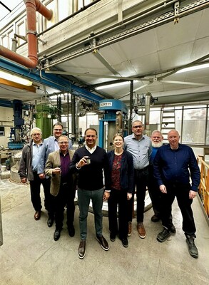 Vikram Handa, Managing Director, Epsilon Advanced Materials (center), with team, at the lithium-ion phosphate (LFP) Cathode Active Material Technology Center in Moosburg, Germany