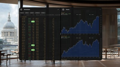 View Worksheets and Price Charts Simultaneously on Vision Pro with Bloomberg Split Screen: See streaming price data for the securities in your Worksheets while referencing their historical price charts using Bloomberg Split Screen.