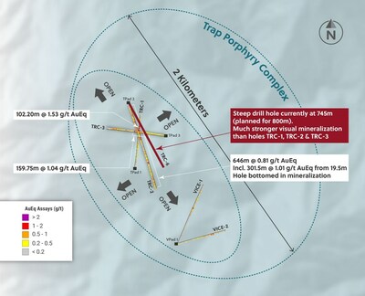 Figure 2: Plan View of the Trap Target and Visual Results From the Hole Currently Underway (CNW Group/Collective Mining Ltd.)