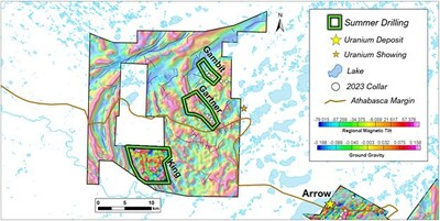 Figure 2: NexGen's SW1 property with areas for 2024 exploration drilling activity highlighted. (CNW Group/NexGen Energy Ltd.)