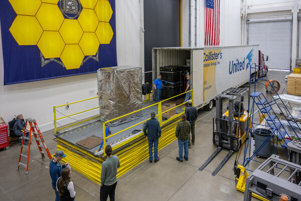 The Ball Aerospace team readies the MethaneSAT satellite for shipment to Vandenberg Space Force Base in California.