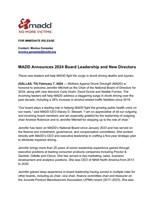 MADD Announces 2024 Board Leadership and New Directors Helping to Fight the Surge in Drunk Driving Deaths and Injuries