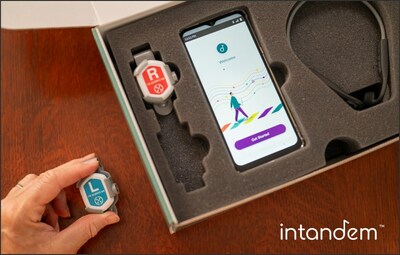InTandem™ includes shoe-worn sensors, a headset, and a touchscreen control unit.