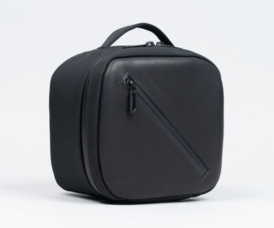 Vision Pro Shield Case in ballistic nylon and full-grain, black leather