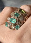 Assorted antique emerald, diamond, and peridot rings from the late 1800s. Sandy Jacobs Antiques
