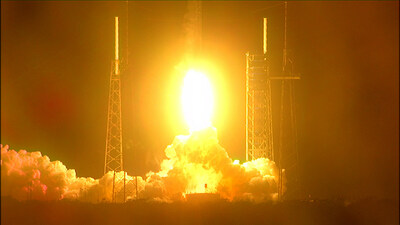 NASA's Plankton, Aerosol, Climate, ocean Ecosystem (PACE) satellite launched aboard a SpaceX Falcon 9 rocket at 1:33 a.m. EST, Feb. 8, 2024, from Space Launch Complex 40 at Cape Canaveral Space Force Station in Florida. From its orbit hundreds of miles above Earth, PACE will study microscopic life in the oceans and microscopic particles in the atmosphere to investigate key mysteries of our planet's interconnected systems. (Photo credit: NASA)