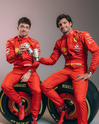 CELSIUS® announces multi-year global partnership with Scuderia Ferrari / Scuderia Ferrari drivers Charles Leclerc and Carlos Sainz (Photo by 50 Sport)