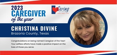 Caring Senior Service of Brazoria County employee Christina Divine was chosen from a systemwide pool of nominees as the company's national 2023 Caregiver of the Year.