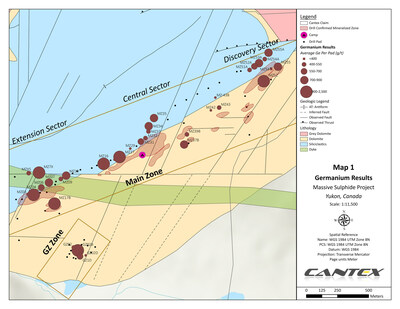 Map 1. Distribution of Germanium Results. (CNW Group/Cantex Mine Development Corp.)