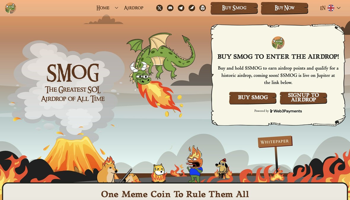 New Solana Meme Coin SMOG Token Announces ETH Bridge After Price Gains  4,703%