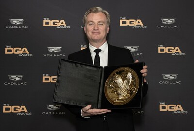 Photo Credit Elisa Haber - Christopher Nolan holding his DGA Award.